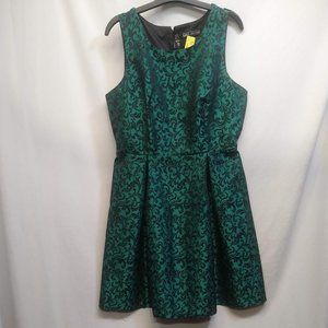 Karin Stevens teal and black filigree dress